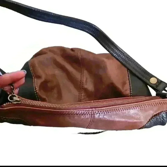 The Sak Brown Metallic Leather Hobo Colorblock Teak Multi Bag - Picture 7 of 14